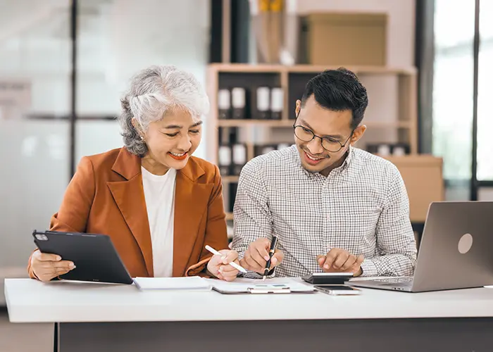Annuity advisor having a conversation with clients